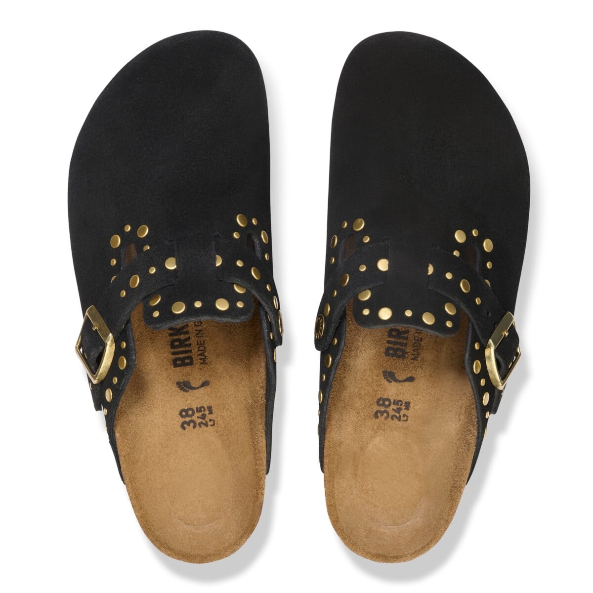 BIRKENSTOCK BOSTON RIVETS SUEDE LEATHER CLOGS - NARROW FIT