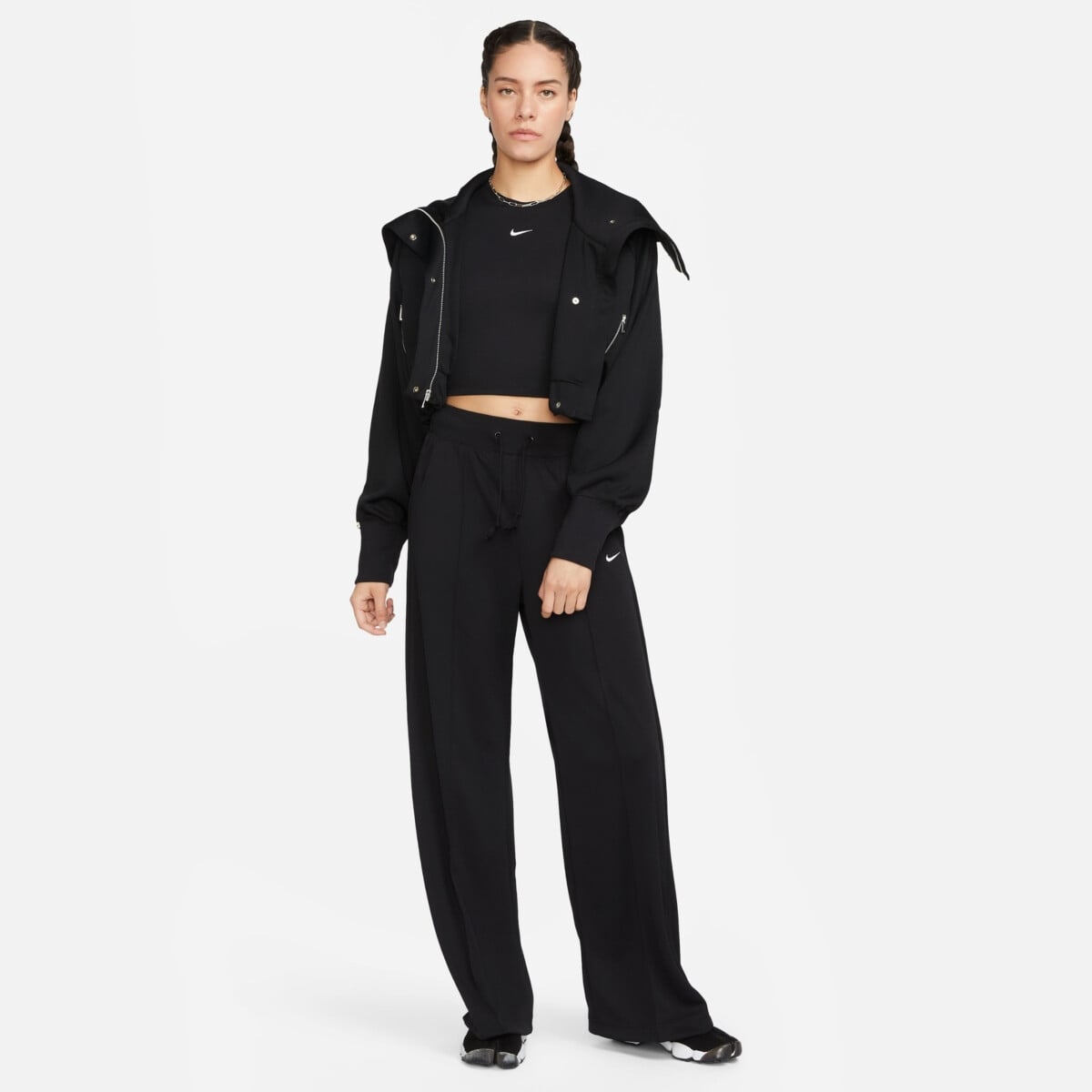 NIKE SPORTSWEAR ESSENTIAL WOMEN'S HIGH-WAISTED WIDE-LEG PANTS kelnės