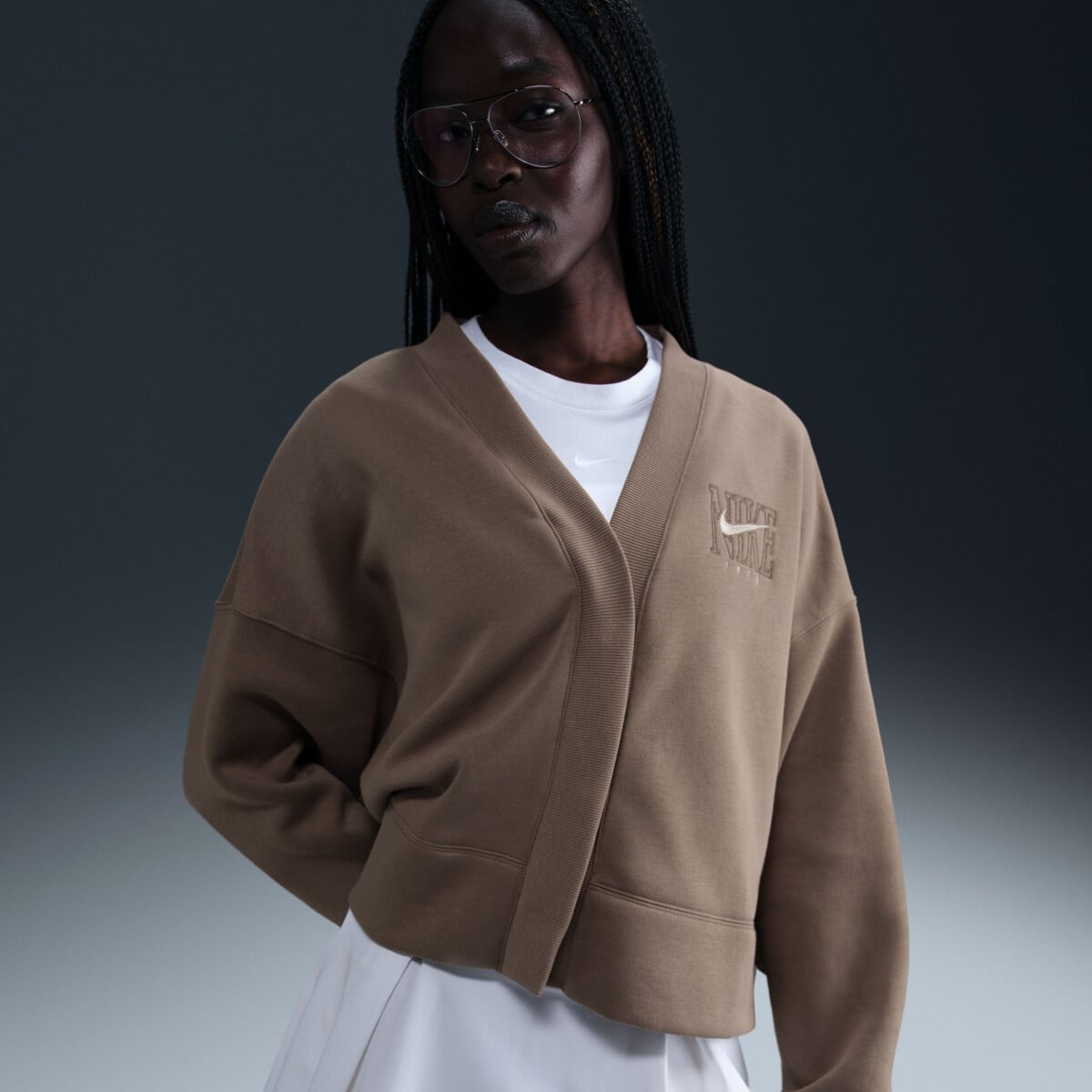 NIKE SPORTSWEAR PHOENIX FLEECE OVER-OVERSIZED GRAPHIC CARDIGAN