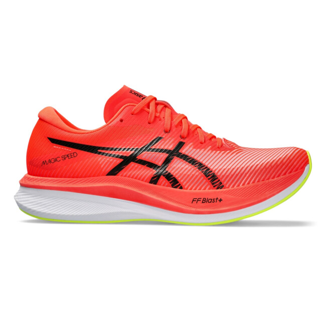 ASICS Men's Magic Speed Running Shoes, 12, MAKO Blue/Hazard