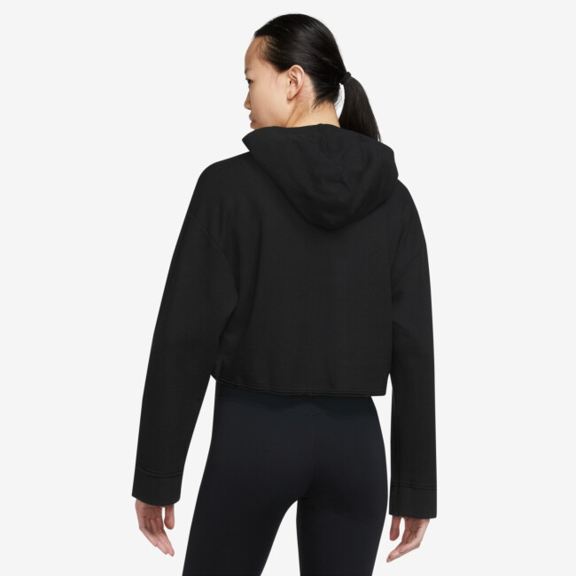 nike training yoga luxe cropped hoodie in black